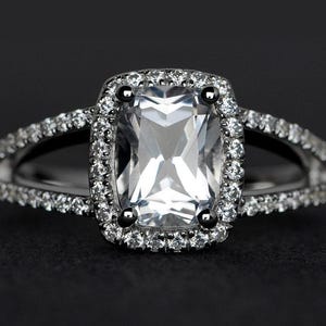 natural white topaz ring silver split shank white topaz engagement ring gemstone rings promise ring