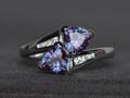 alexandrite bypass wedding ring trillion cut color changing gemstone June birthstone sterling silver ring