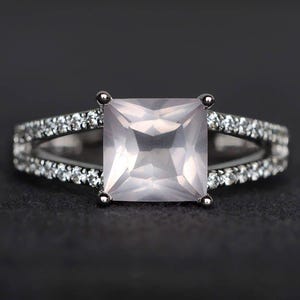 Rosa Quarz natürlich rosa Quarz Ring Ehering Rosa Edelstein Sterling Silber Ring Frauen Schmuck