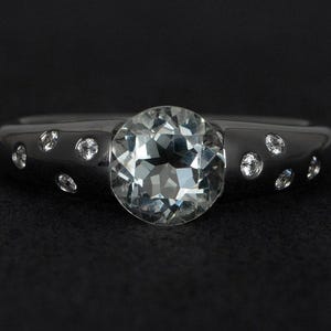 genuine green amethyst ring silver round cut gemstone rings engagement ring promise ring