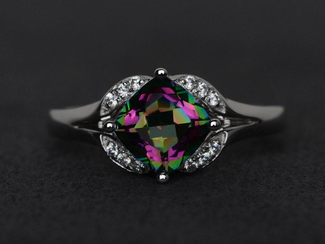 Topaz Color Ring Mystic Topaz Ring Color Engagement Ring Rainbow Topaz Silver Promise ...