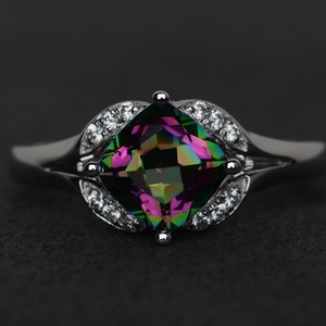 mystic topaz ring color engagement ring rainbow topaz silver promise ring