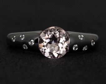 morganite ring natural pink morganite engagement rings silver round cut morganite gemstone rings