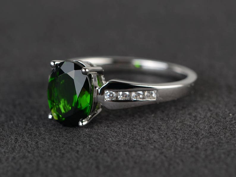 Prong Setting Ring Genuine Natural Diopside Oval Cut Green - Etsy