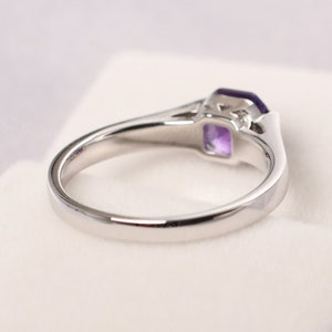 solitaire amethyst ring sterling silver solitaire statement ring February birthstone ring image 3