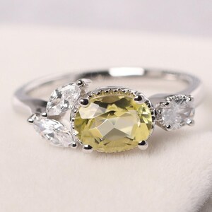 unique 4 stones lemon quartz ring sterling silver oval shaped 8x6 mm promise ring