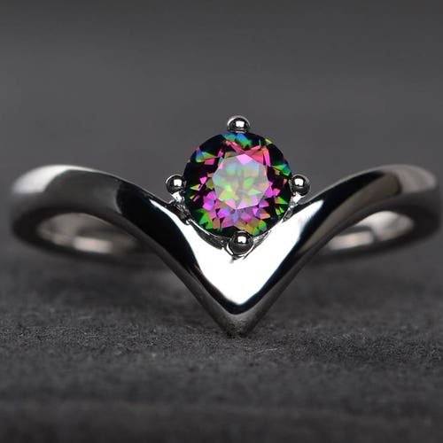 Mystic Topaz Ring Rainbow Topaz Sterling Silver Engagement - Etsy