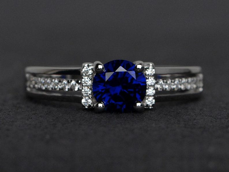 Saphir Ring Silber 925 Silber Saphir Ring Saphir Edelstein Ring Silber Geburtsstein Ring Saphir Ring Bild 1