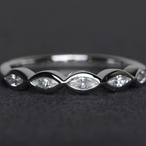 wedding bands silver zircon ring marquise cut gemstone ring stacking rings