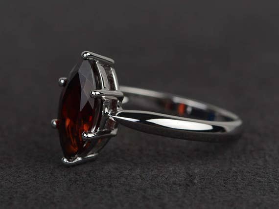Marquise cut sales garnet ring