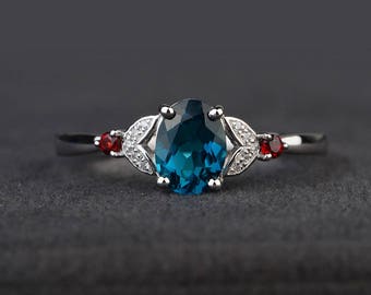 Real London blue topaz ring topaz silver ring oval cut anniversary ring sterling silver ring