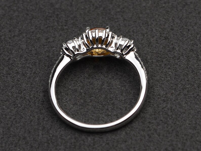 yellow gemstone natural citrine ring engagement ring round cut sterling silver ring November birthstone