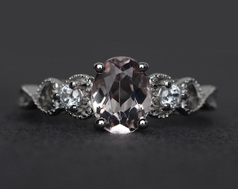 ヴィンテージ モルガナイト リング スターリングシルバー ハロー