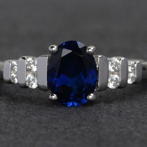 sapphire rings silver oval blue sapphire engagement ring blue gemstone jewelry rings sapphire