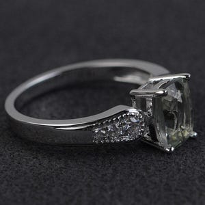 natural green amethyst ring natural green gemstone ring engagement ring silver promise ring image 2