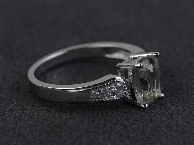 natural green amethyst ring natural green gemstone ring engagement ring silver promise ring image 2
