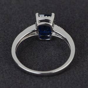 Blue Sapphire Engagement Ring Silver Rings Gemstone Ring - Etsy