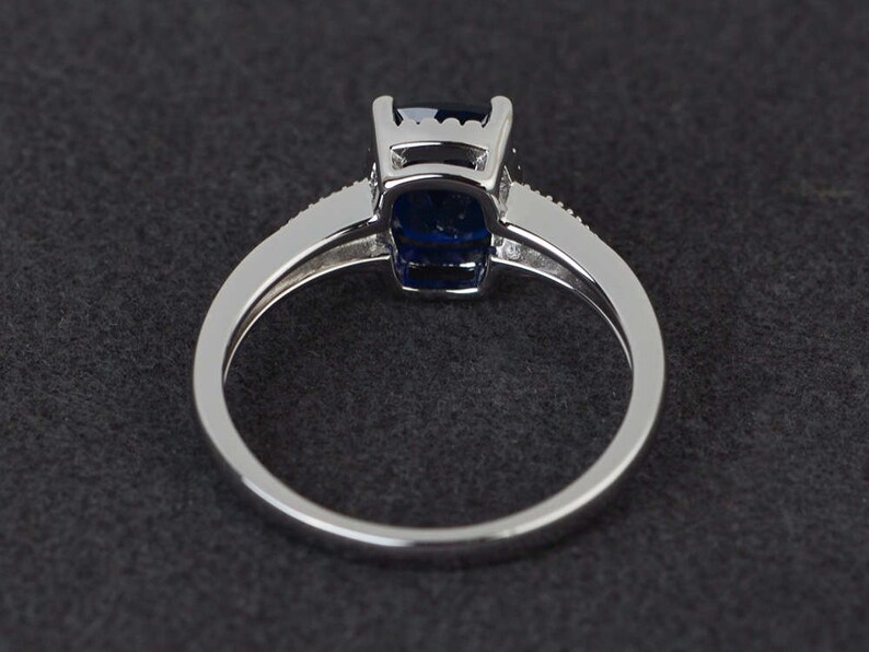 Blue Sapphire Engagement Ring Silver Rings Gemstone Ring - Etsy