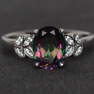 mystic topaz ring silver rainbow topaz ring mystic topaz engagement ring oval cut
