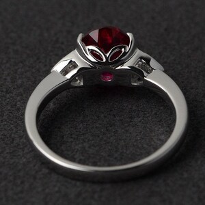 Bague rubis rouge bague en argent taille ovale Pierre gemme rouge Bague pierre de naissance de juillet image 3