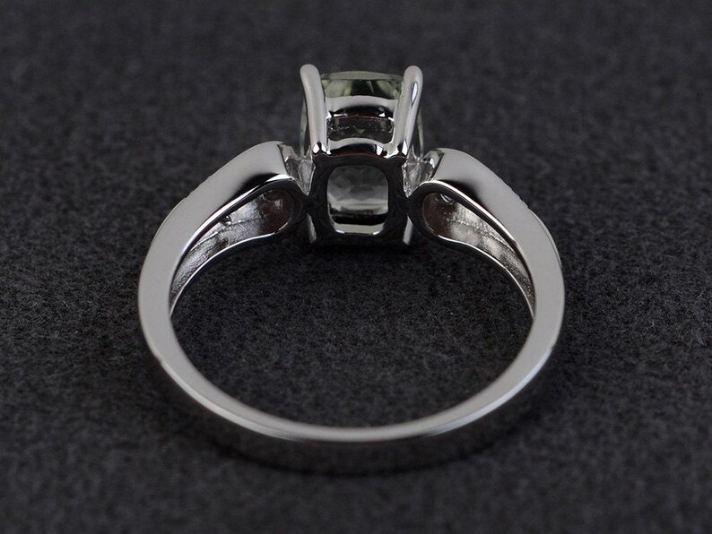 natural green amethyst ring natural green gemstone ring engagement ring silver promise ring image 3
