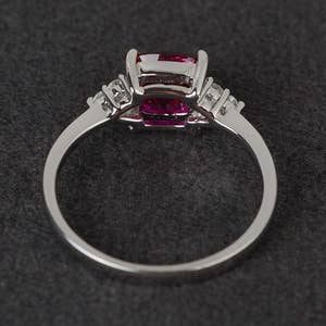 ruby engagement ring red gemstone ring cushion cut ruby ring sterling silver July birthstone ring image 3