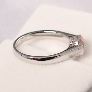 delicate rose quartz ring sterling silver asscher cut 6 mm pink quartz promise ring image 4