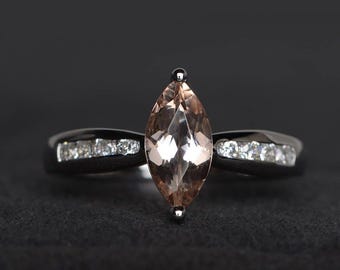 morganite wedding ring natural pink morganite ring marquise cut pink gemstone sterling silver ring gifts