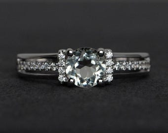 Anillo de amatista verde natural de corte redondo, anillo de compromiso con engaste de plata, regalo de aniversario