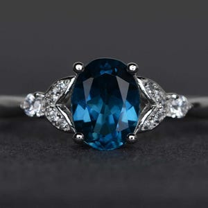 London blue topaz ring oval cut engagement ring sterling silver anniversary gifts for women