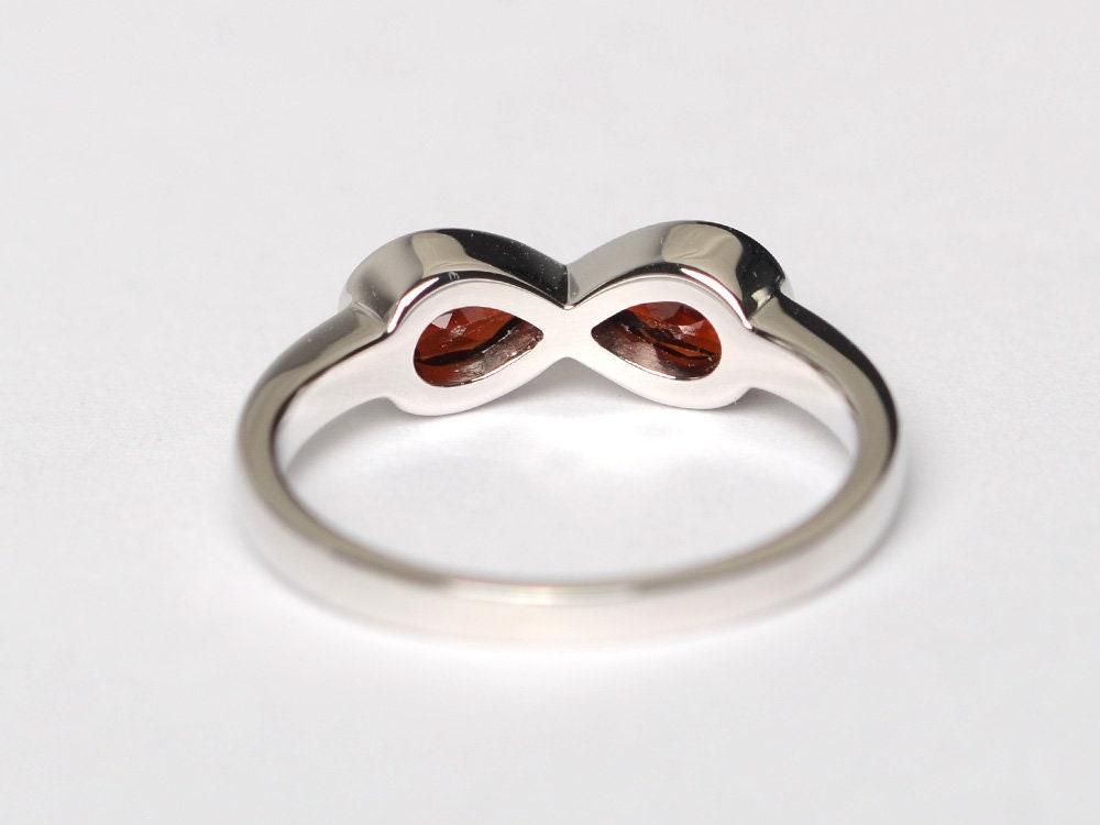 Simple Infinity Ringnatural Red Garnet Ring January Birthstone Ring ...