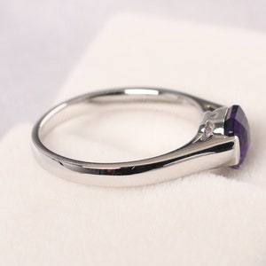 solitaire amethyst ring sterling silver solitaire statement ring February birthstone ring image 4