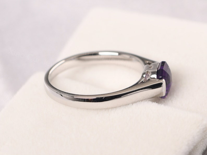 solitaire amethyst ring sterling silver solitaire statement ring February birthstone ring image 4