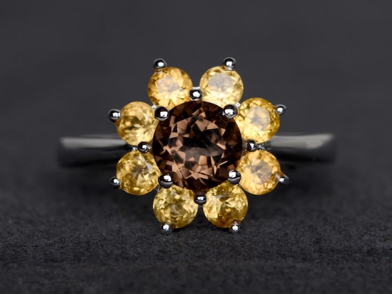 Sunflower birthstone ring deals
