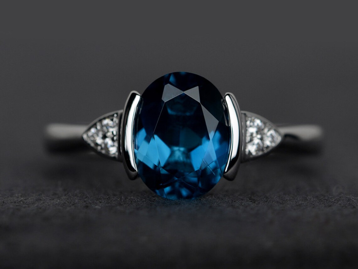London blue topaz ring engagement ring blue gemstone rings | Etsy