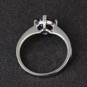 solitaire ring anniversary ring lab alexandrite ring round cut color change gemstone ring June birthstone ring sterling silver image 3