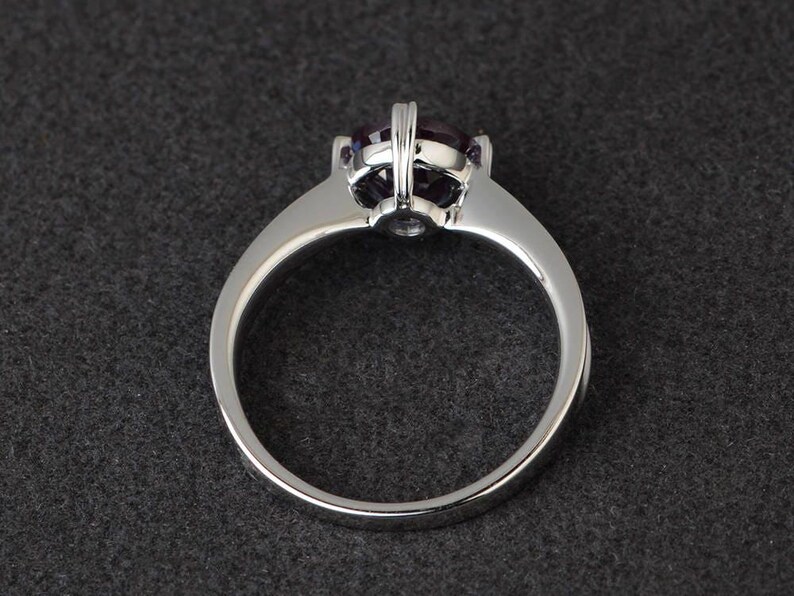 solitaire ring anniversary ring lab alexandrite ring round cut color change gemstone ring June birthstone ring sterling silver image 3