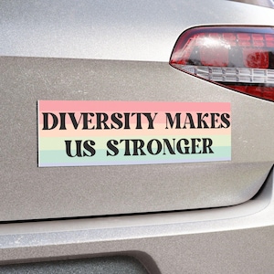Diversity makes us stronger car magnet, human rights sticker, pro immigration, feminist bumper sticker, liberal activist, lgbtq car magnet