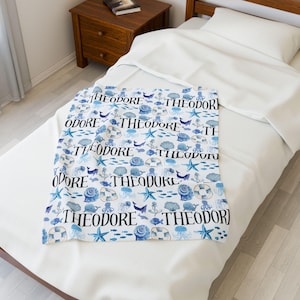 Personalized Ocean Baby Blanket: Plush Nursery Decor Swaddle