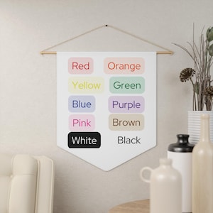 Montessori Color Learning Chart: Polyester Twill Wall Hanging with Wooden Dowel