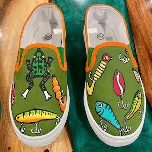 Hand painted fish lure sneakers