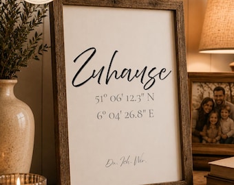 Personalisiertes Zuhause Poster | Koordinaten Poster | Geschenk zum Einzug | Haus Geschenk | Digitaler Download | Familienposter