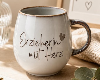 Erzieherin mit Herz Tasse | Personalisierte Erzieherin Tasse | Geschenk Erzieherin | Abschied Kindergarten | Dankeschön Erzieherin