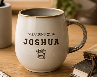 Personalisierte Schulkind Tasse 2026 mit Name | Keramiktasse mit Gravur | Einschulung Geschenk Junge Mädchen | Schultüte Geschenk | Becher
