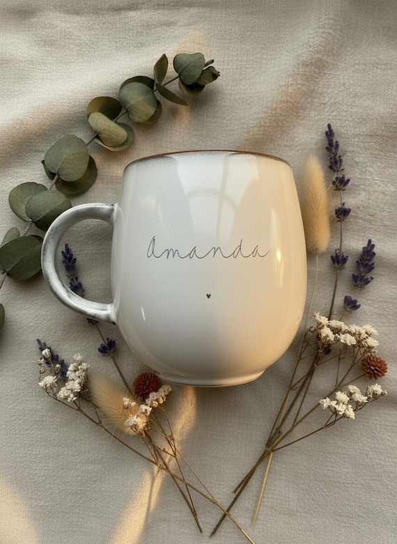 Gravierte Tasse mit Namen / Wunschgravur - 400ml | Geschenk für Mama, Freundin, Kollegin | Kaffee-Tee-Tasse |