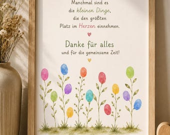 Abschiedsgeschenk für Erzieherin oder Kindergarten – Fingerabdruckbaum zum Ausdrucken | PDF Download | DIY Erinnerungsgeschenk | V3