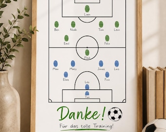 Fußball Trainer Geschenk | Fingerabdruck Poster Fußballmannschaft | DIY Abschiedsgeschenk Trainer | Team Geschenk Kinder Fußball | V1