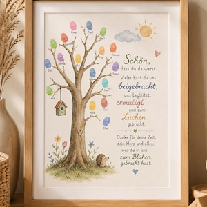 Abschiedsgeschenk für Erzieherin oder Kindergarten – Fingerabdruckbaum zum Ausdrucken | PDF Download | DIY Erinnerungsgeschenk | V2