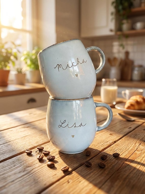 Personalisierte Pärchen Tassen Set | Gravierte Du und Ich Kaffeetassen | Hochzeitsgeschenk | Jahrestag Geschenk | Mr & Mrs Becher
