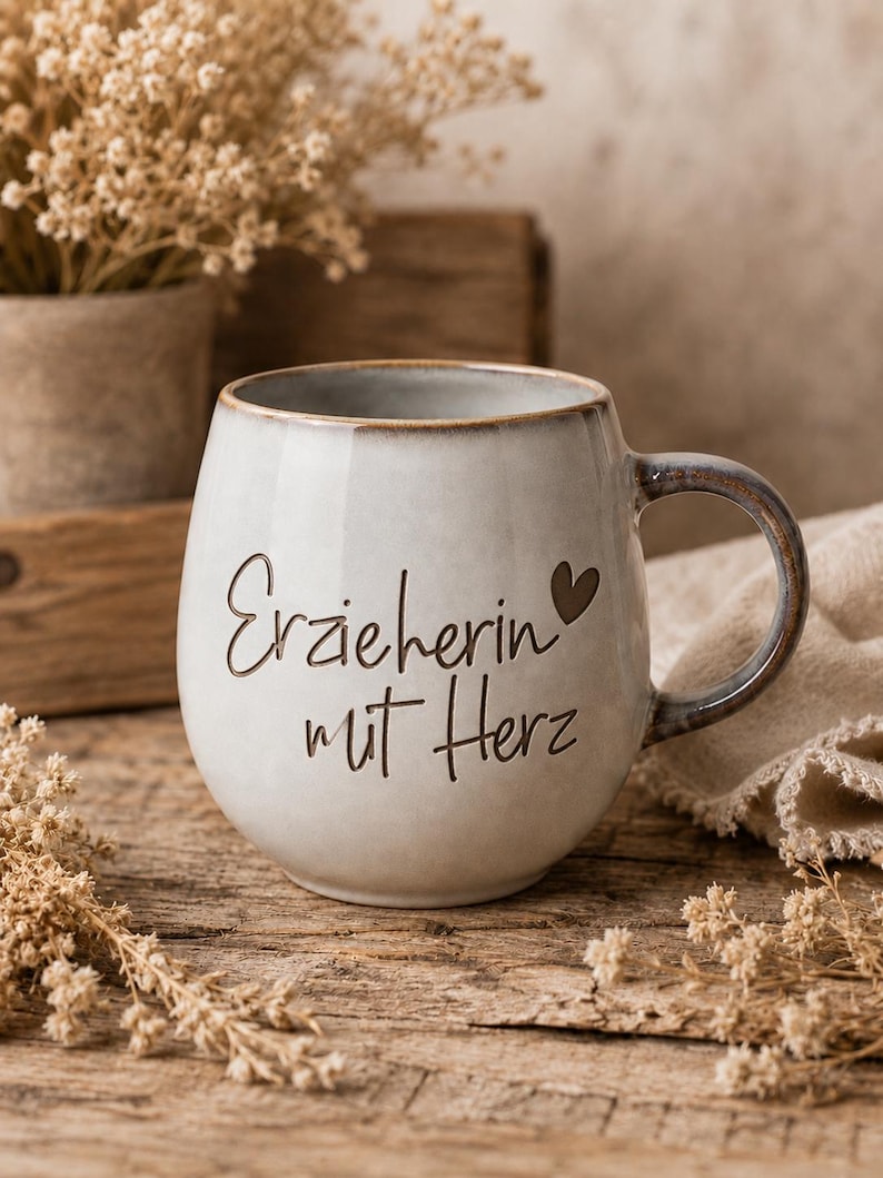 Erzieherin mit Herz Tasse | Personalisierte Erzieherin Tasse | Geschenk Erzieherin | Abschied Kindergarten | Dankeschön Erzieherin image 2